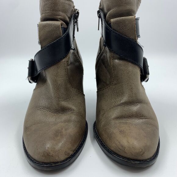 DV Dolce Vita 6.5 Ankle Booties Boots Biker Boho Festival Western Brown Leather - Picture 4 of 7